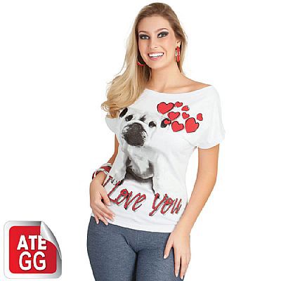 Blusa Branca em Malha de Algodão com Estampa - 313200 G R$24,90